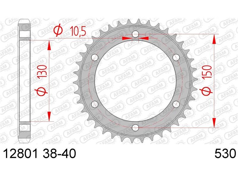 12801-39 Звезда ведомая 530# XJR1200 / 1300 -1, YZF750 SP, FJ1200 AFAM 12801-39 (JTR859.39)