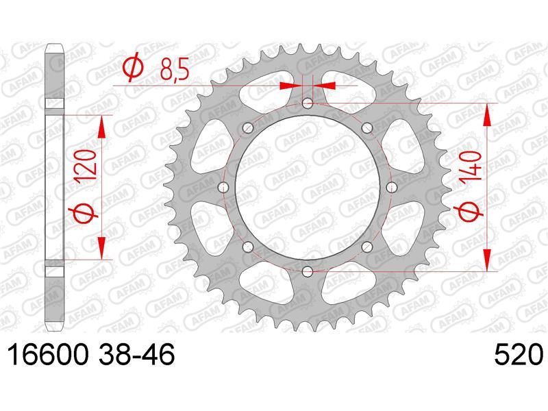16600-43 Звезда ведомая #520 KLX 650 AFAM 16600-43 (JTR487.43)