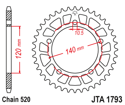 Звезда ведомая алюминиевая JT JTA1793.44 (JTA1793-44) (A1793-44) для Suzuki Road