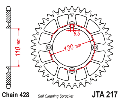 Звезда ведомая алюминиевая JT JTA217.55 (JTA217-55) (A217-55) для Honda Off Road