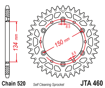 Звезда ведомая алюминиевая JT JTA460.46 (JTA460-46) (A460-46) для Kawasaki Off Road // Suzuki Off Road