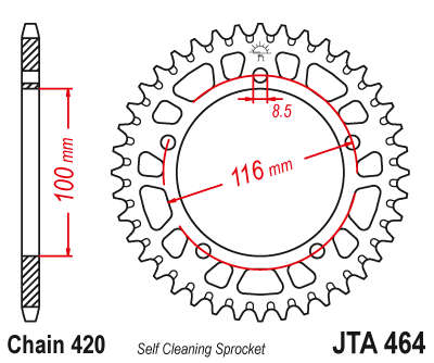 Звезда ведомая алюминиевая JT JTA464.44 (JTA464-44) (A464-44) для Kawasaki Off Road // Suzuki Off Road