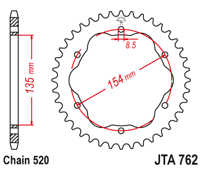 Звезда ведомая алюминиевая JT JTA762.38 (JTA762-38) (A762-38) для Ducati Road