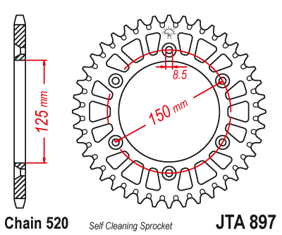 Звезда ведомая алюминиевая JT JTA897.47 (JTA897-47) (A897-47)