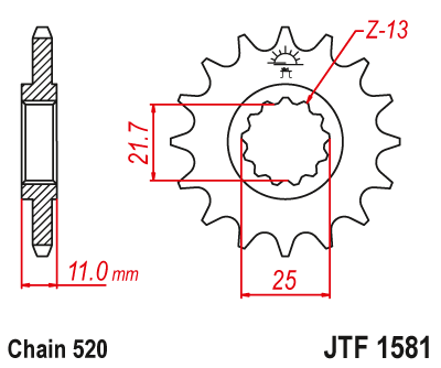Звезда ведущая JT JTF1581.16 (JTF1581-16) (F1581-16)