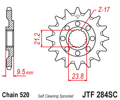 Звезда ведущая JT JTF284.14SC (JTF284-14SC) (F284-14SC)