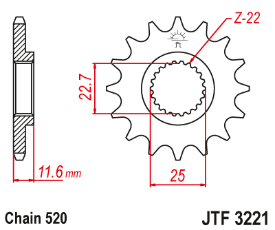 Звезда ведущая JT JTF3221.11 (JTF3221-11) (F3221-11)