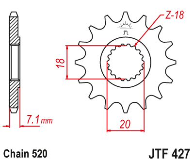 Звезда ведомая JT JTF427.12 (JTF427-12) (F427-12) для Suzuki Off Road