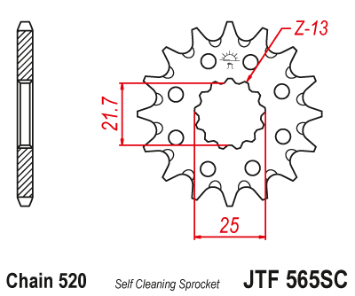 Звезда ведущая JT JTF565.13SC (JTF565-13SC) (F565-13SC)