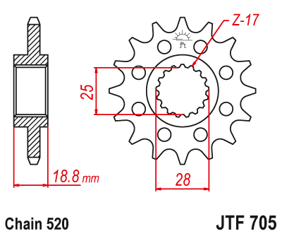 Звезда ведущая JT JTF705.16 (JTF705-16) (F705-16)