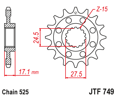 Звезда ведущая JT JTF749.16 (JTF749-16) (F749-16)