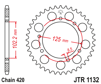 Звезда ведомая JT JTR1132.48 (JTR1132-48) (R1132-48) для Rieju Road