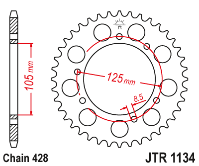 Звезда ведомая JT JTR1134.52 (JTR1134-52) (R1134-52) для Derbi Road // Motor Hispania Road