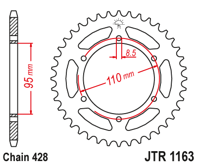 Звезда ведомая JT JTR1163.45 (JTR1163-45) (R1163-45) для Cagiva Road