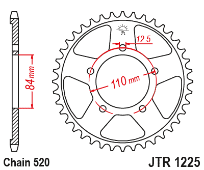 Звезда ведомая JT JTR1225.36 (JTR1225-36) (R1225-36) для Honda Road