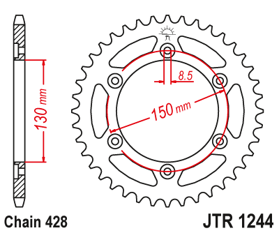 Звезда ведомая JT JTR1244.51 (JTR1244-51) (R1244-51) для Honda Road