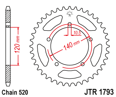 Звезда ведомая JT JTR1793.45 (JTR1793-45) (R1793-45)
