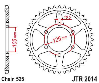 Звезда ведомая JT JTR2014.46 (JTR2014-46) (R2014-46) для Triumph Road