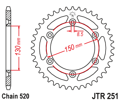 Звезда ведомая JT JTR251.49SC (JTR251-49SC) (R251-49SC) для Yamaha Off Road