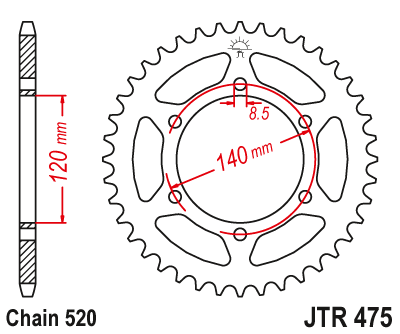 Звезда ведомая JT JTR475.40 (JTR475-40) (R475-40)
