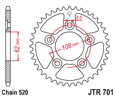 Звезда ведомая JT JTR701.40 (JTR701-40) (R701-40)