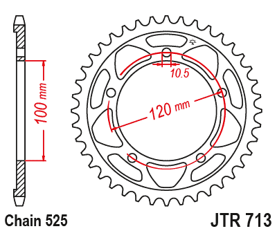 Звезда ведомая JT JTR713.42 (JTR713-42) (R713-42) для Aprilia Road