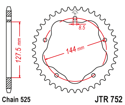 Звезда ведомая JT JTR752.43 (JTR752-43) (R752-43) для Ducati Road