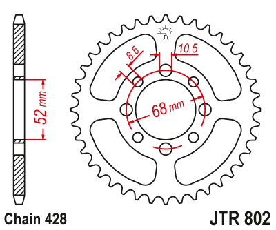 Звезда ведомая JT JTR802.43 (JTR802-43) (R802-43)
