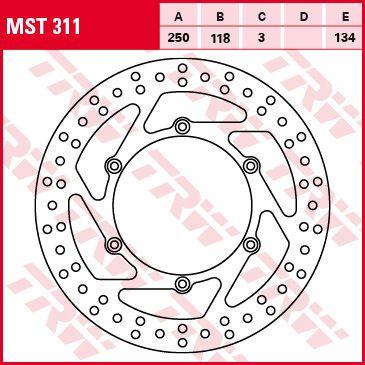 Тормозной диск передний TRW MST311 для мотоциклов Kawasaki KLX400 // Suzuki RM 125/250, DR-Z 250/400 // Yamaha YZ 125/250/426/450, WR 125/250/426/450