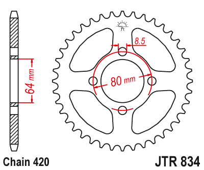 Звезда ведомая (35 зуб.) RK B2113-35 (Аналог: JTR834.35) для мотоциклов Yamaha TT-R90 5HNJ 00-04; TT-R90 E 04-07; TT-R110 E 08-20