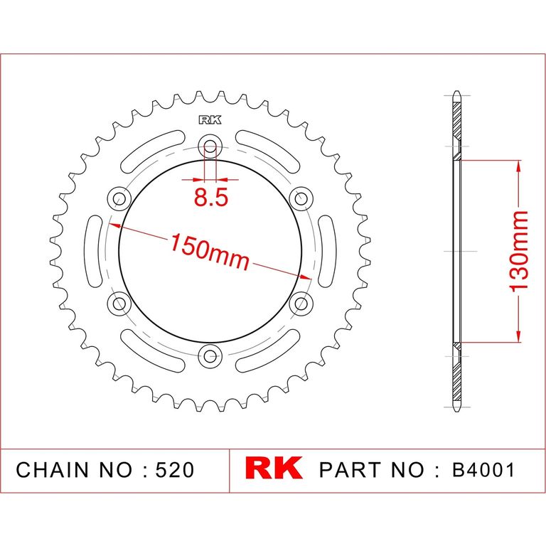 Звезда ведомая (48 зуб.) RK B4001-48 (Аналог: JTA251) для мотоциклов Yamaha