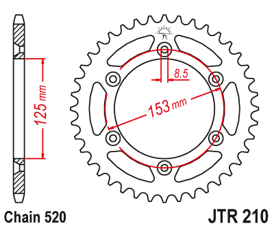 Звезда ведомая (49 зуб.) RK B4012-49 (Аналог: JTR210.49) для мотоциклов Honda, Betamotor