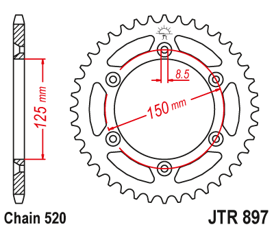Звезда ведомая (48 зуб.) RK B4403-48 (Аналог: JTR897.48) для мотоциклов KTM