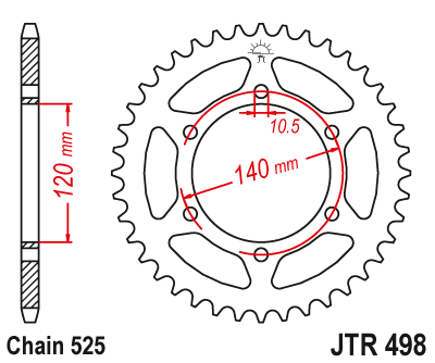 Звезда ведомая (39 зуб.) RK B5624-39 (Аналог: JTR498.39) для мотоциклов Kawasaki, Suzuki