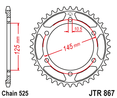 Звезда ведомая (44 зуб.) RK B5625-44 (Аналог: JTR867.44) для мотоциклов Yamaha
