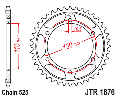 Звезда ведомая (43 зуб.) RK B5898-43 (Аналог: JTR1876.43) для мотоциклов Suzuki, Yamaha