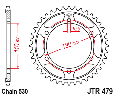 Звезда ведомая (46 зуб.) RK B6833-46 (Аналог: JTR479.46, JTR1479.46) для мотоциклов Yamaha, Kawasaki, Suzuki, MuZ