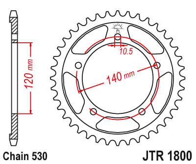 Звезда ведомая (40 зуб.) RK B6839-40 (Аналог: JTR1800.40) для мотоциклов Suzuki, Triumph