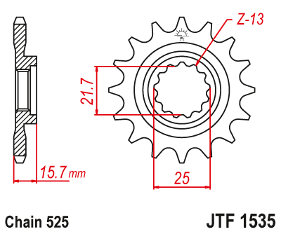 Звезда ведущая (15 зуб.) RK C5051-15 (Аналог: JTF1535.15) для мотоциклов Kawasaki