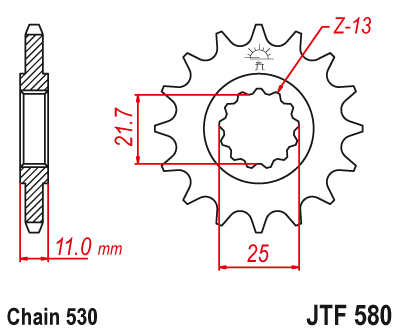 Звезда ведущая (16 зуб.) RK C6186-16 (Аналог: JTF580.16) для мотоциклов Yamaha