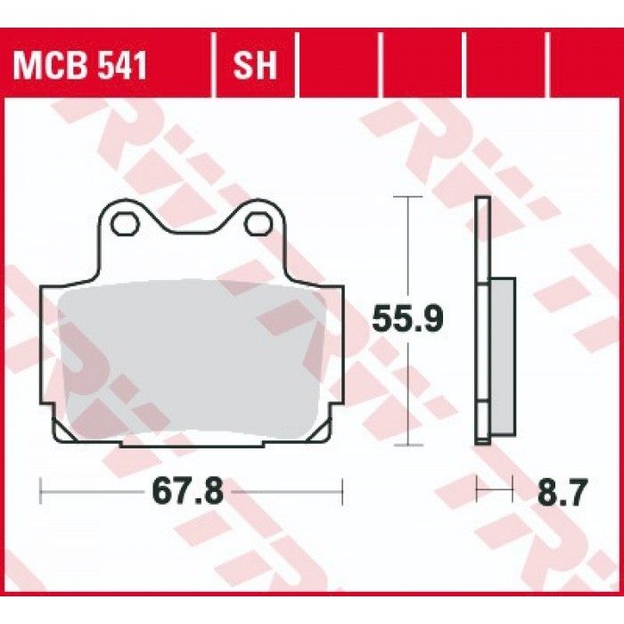 Тормозные колодки задние TRW MCB541SH для Yamaha (Sinter Street SH)