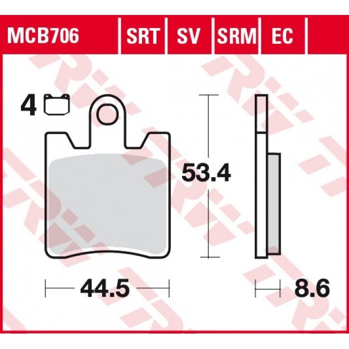 Тормозные колодки передние TRW MCB706 для Yamaha (Organic Allround)